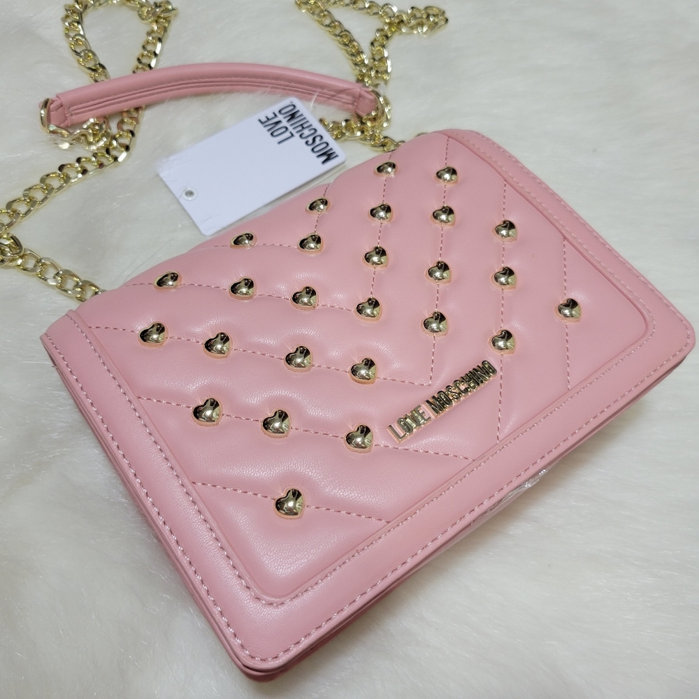 NWT LOVE MOSCHINO Heart Studded Crossbody Bag